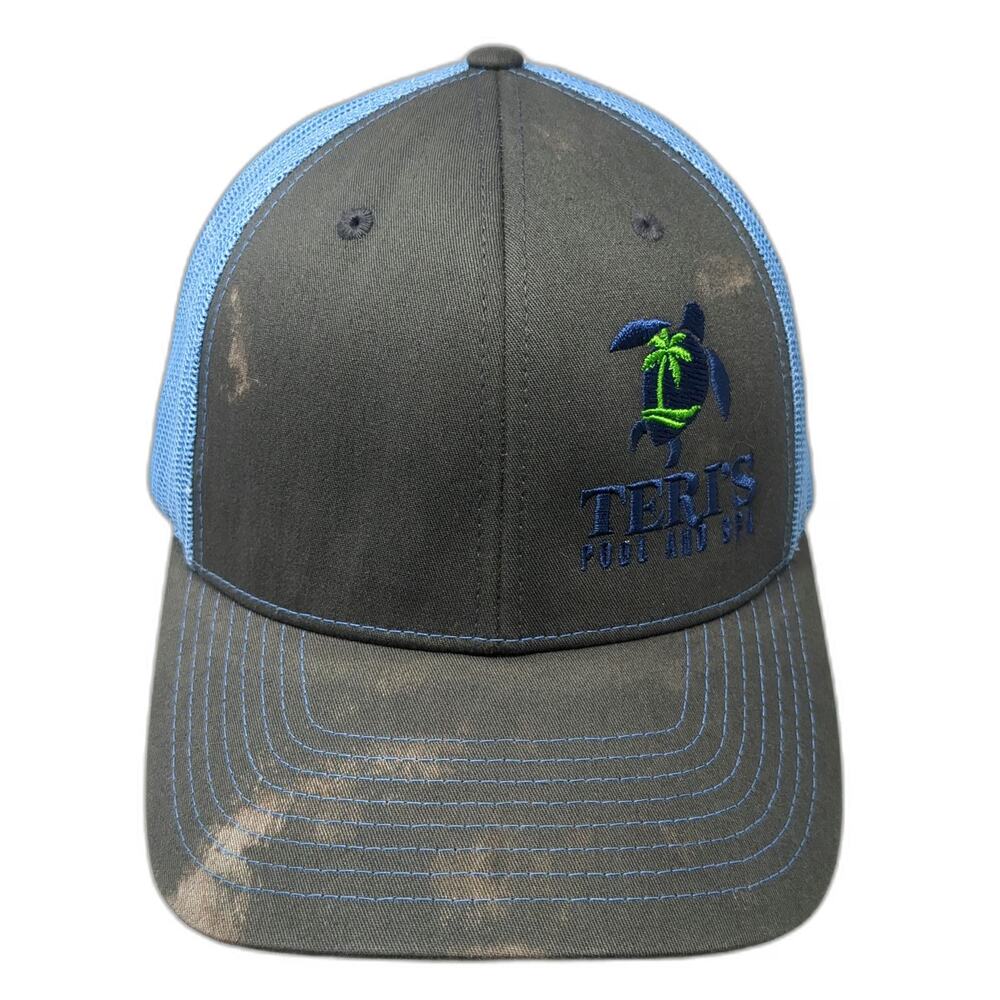 Richardson Trucker Hat Gray Blue One Size Mesh Back Snapback Pool And Spa Hat